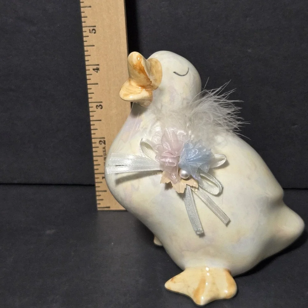 Vintage Enesco Duck Goose Cottagecore Easter Figurine Ceramic Kitchen Decor 1984